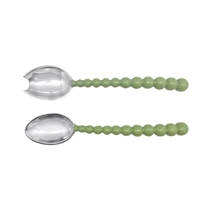 Mariposa Pearled Green Large Salad Servers