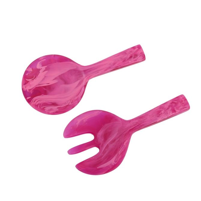 Nashi 2 piece Short Handle Salad Servers, Magenta