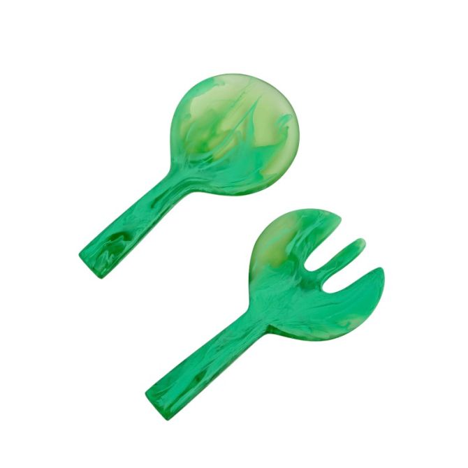 Nashi 2 piece Short Handle Salad Servers, Peridot