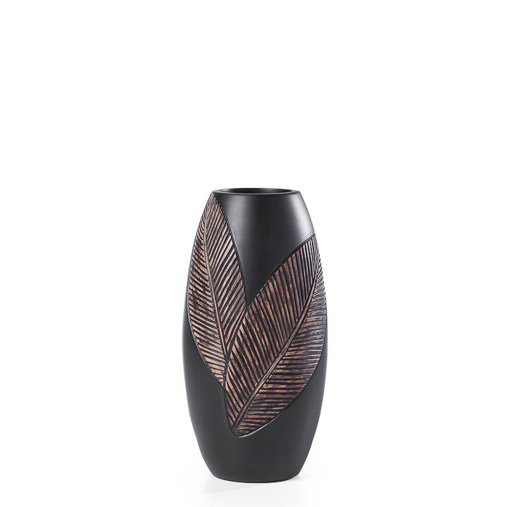 Torre & Tagus Folia Leaf Resin Imprint Bullet Vase, Black | 902604A ...