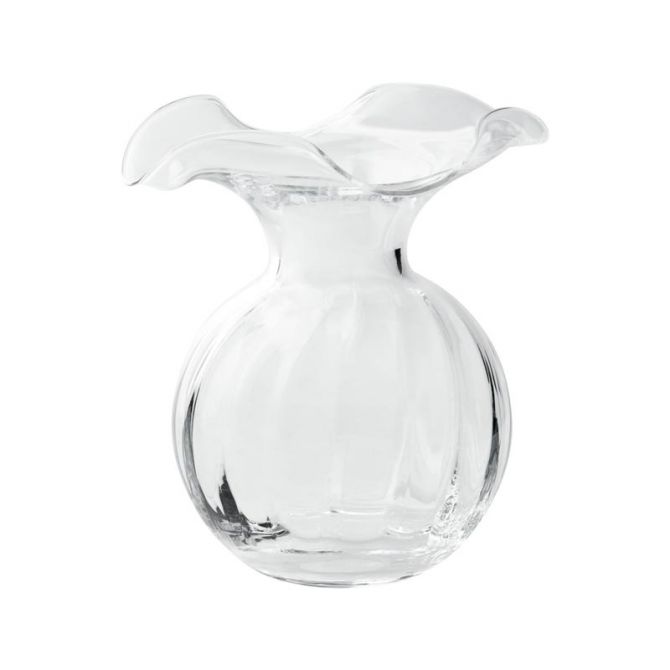 Vietri Hibiscus Glass Clear Fluted Vase, Small