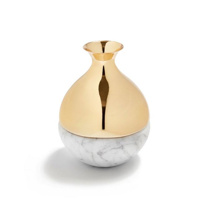 Anna New York Dual Bud Vase in Marble & Gold Metal