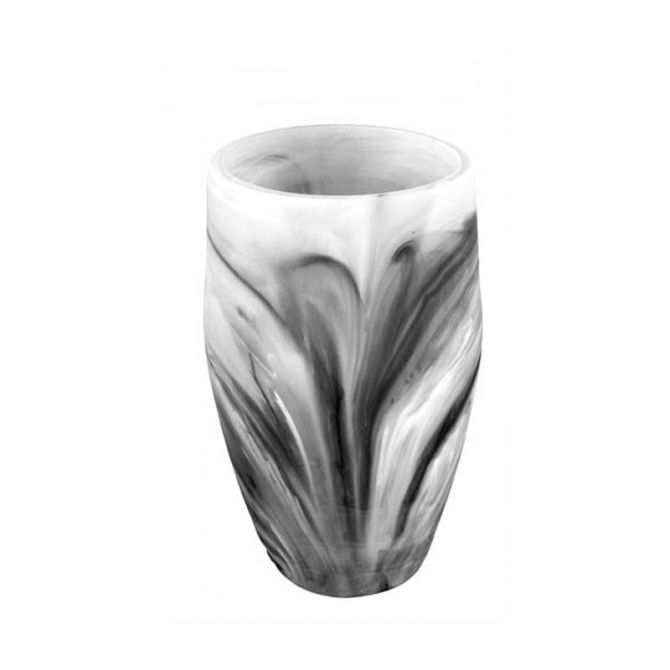 Nashi Medium Resin Classical Vase, Black Swirl