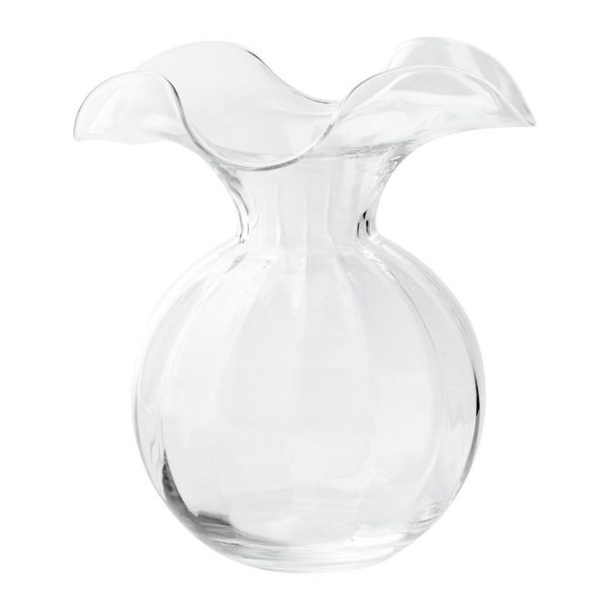 Vietri Hibiscus Glass Clear Fluted Vase, Medium