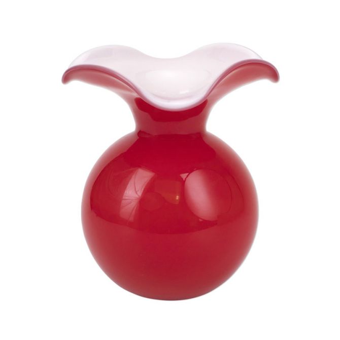 Vietri Hibiscus Glass Red Vase, Medium