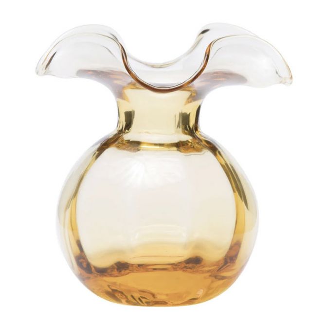 Vietri Hibiscus Glass Amber Fluted Vase, Medium