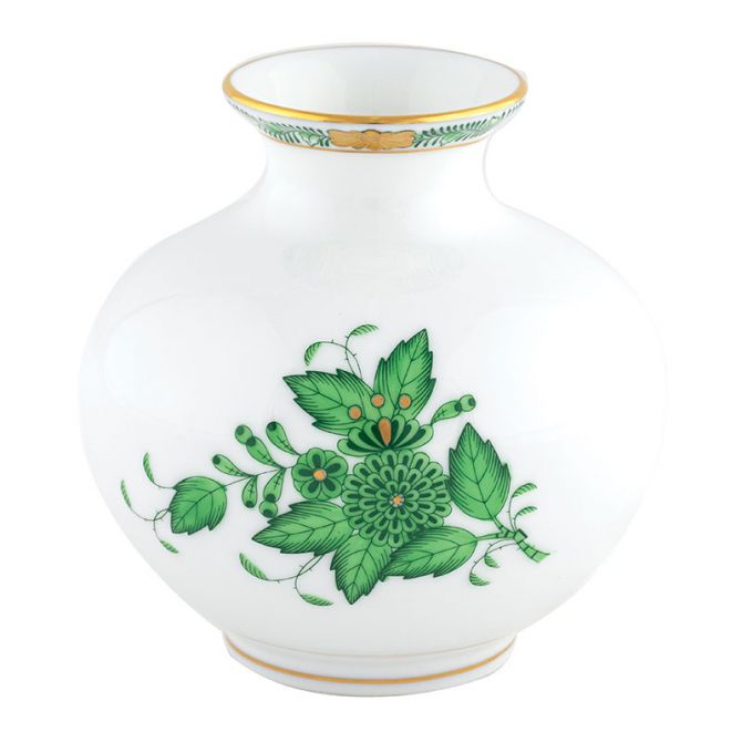 Herend Round Vase, Green