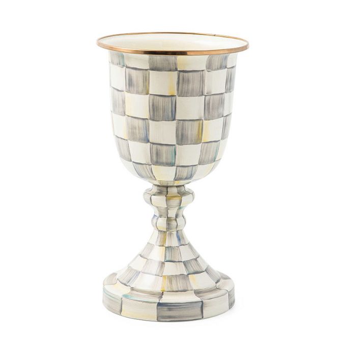 MacKenzie-Childs Sterling Check Pedestal Vase