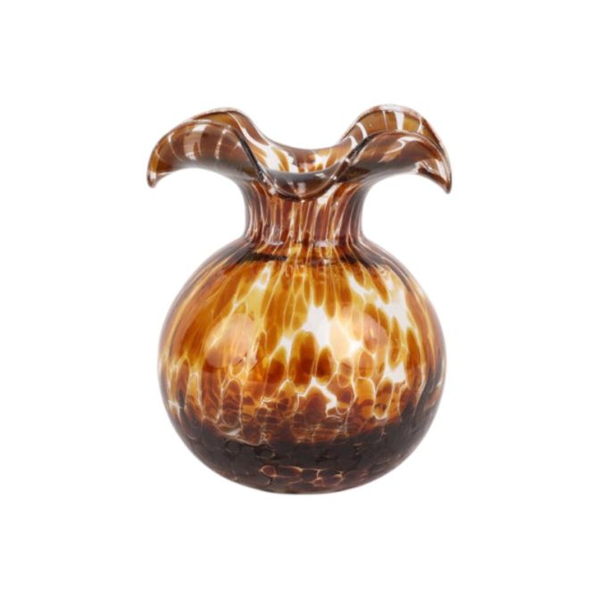 Vietri Hibiscus Glass Brown Tortoiseshell Bud Vase