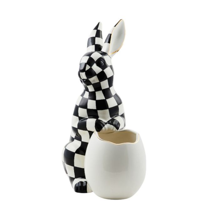 MacKenzie-Childs White Rabbit Ceramic Bunny Vase, Large