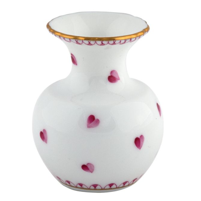 Herend Small Heart Vase Figurine, Raspberry