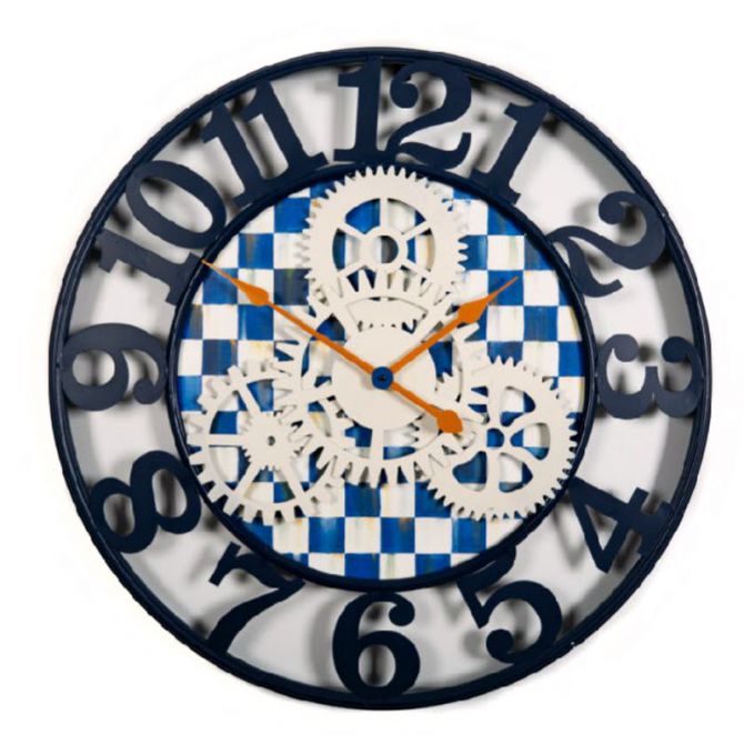 MacKenzie-Childs Royal Check Farmhouse Wall Clock, Large