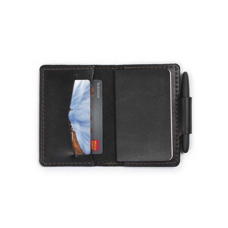 Rustico Orbiter Leather Wallet & Pocket Notebook, Charcoal | Borsheims