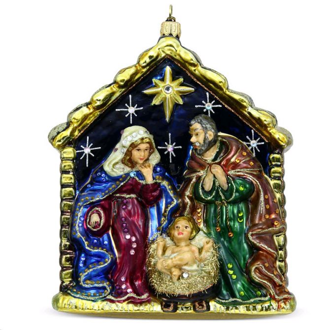 Jay Strongwater Holy Family Glass Ornament