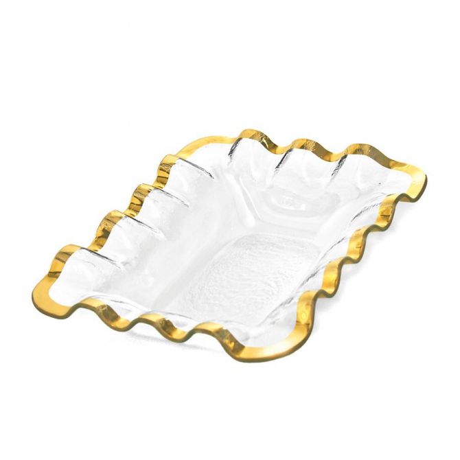 Annieglass Ruffle Gold Bread Basket