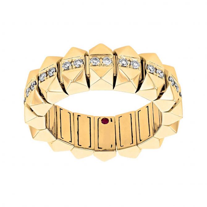 Roberto Coin Obelisco Flexible Ring in 18K Gold with Diamond Center, Size 6.5