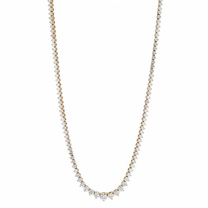 Sold at Auction: 14K Yellow Gold, 14.86ct Diamond Riviera Necklace