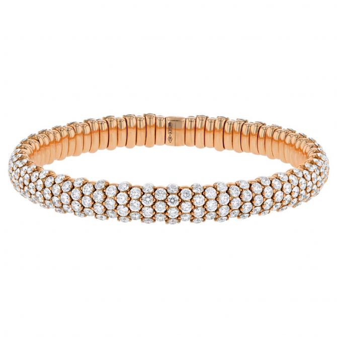 Zydo Collection Diamond Pave Rounded Stretch Bracelet in Rose Gold