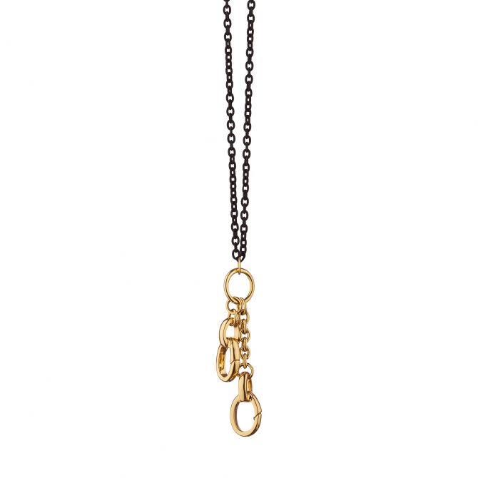 Monica Rich Kosann Design Your Own 18K Gold Steel Charm Chan Necklace, 2 Stations, 18"