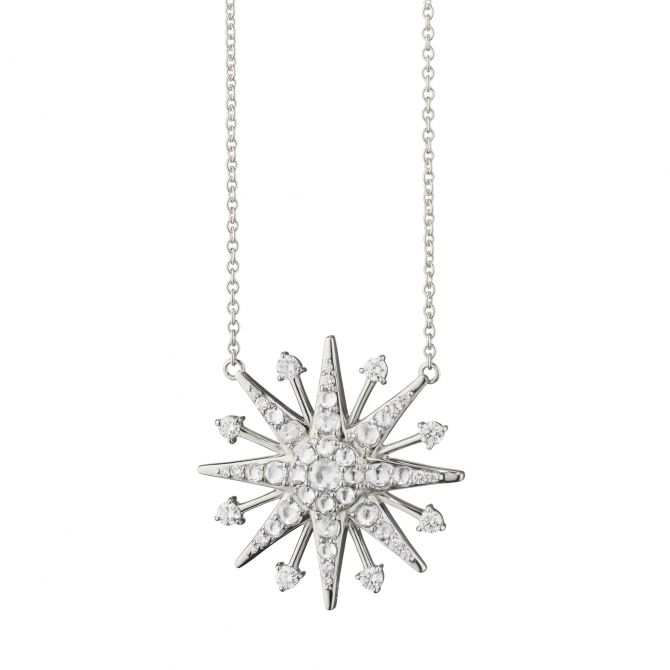 Monica Rich Kosann White Sapphire Star Necklace in Sterling Sivler, 18"