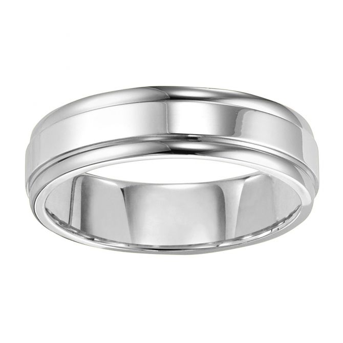 Platinum Step Edge Comfort Fit 6 mm Wedding Band, Size 11.25