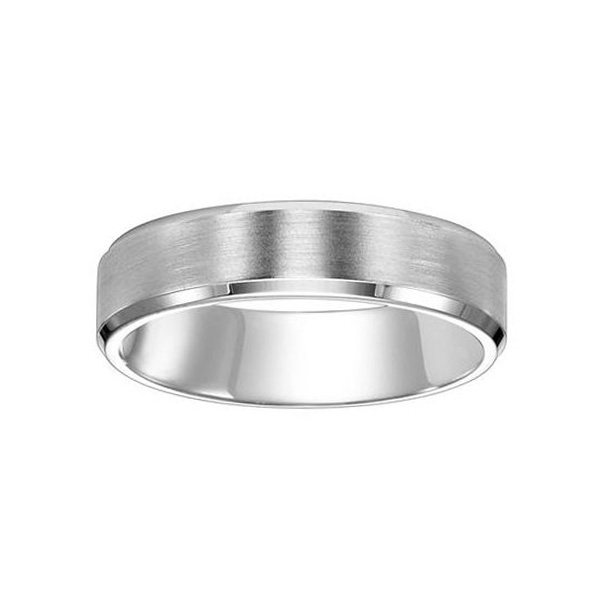 14K White Gold Satin Finish Wedding Band, Size 10