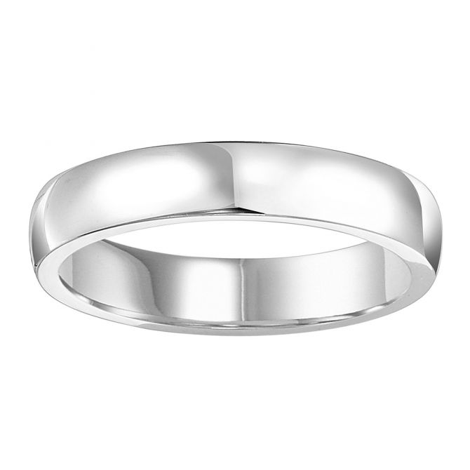 White Gold Comfort Fit Ergofit 4 mm Wedding Band, Size 10