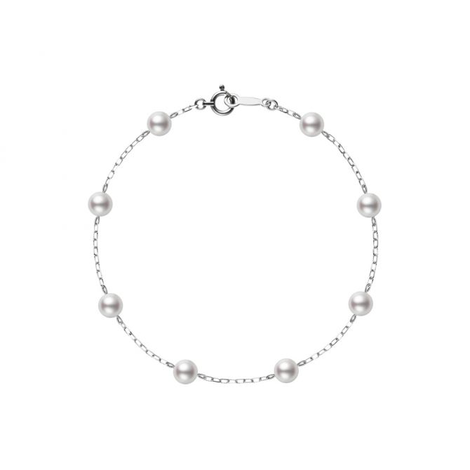 Mikimoto Akoya Cultured Pearl Station Bracelet in White Gold, 7"