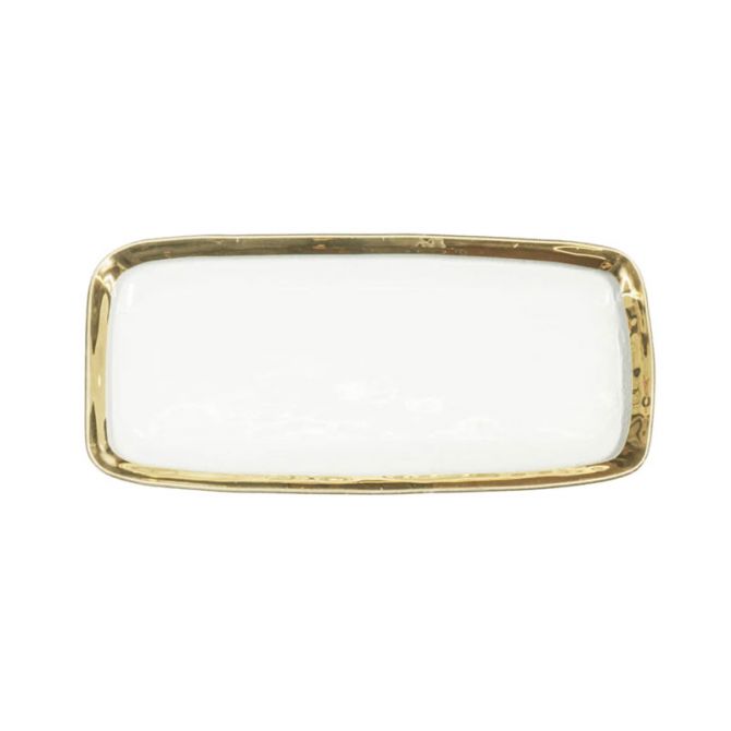 Annieglass Roman Antique Rectangular Tray, Yellow Gold