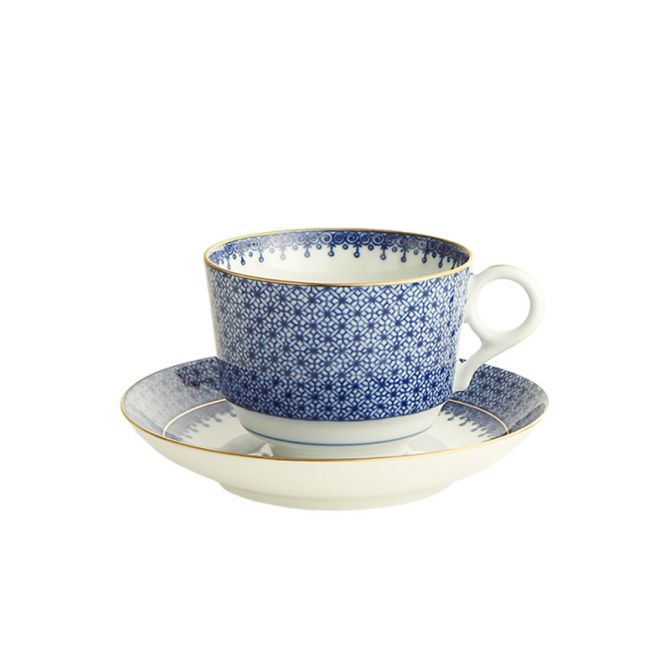 Mottahedeh Blue Lace Tea Cup and Sauce