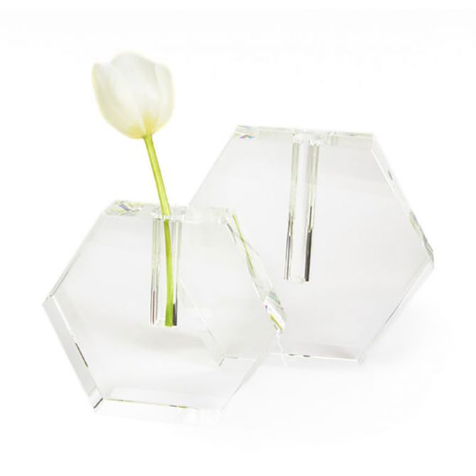 Tizo Hexagon Flat Bud Vase, Small