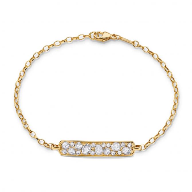 Monica Rich Kosann Rose Cut Diamond "Carpe Diem" Petite Posey Bracelet in Yellow Gold, 7"