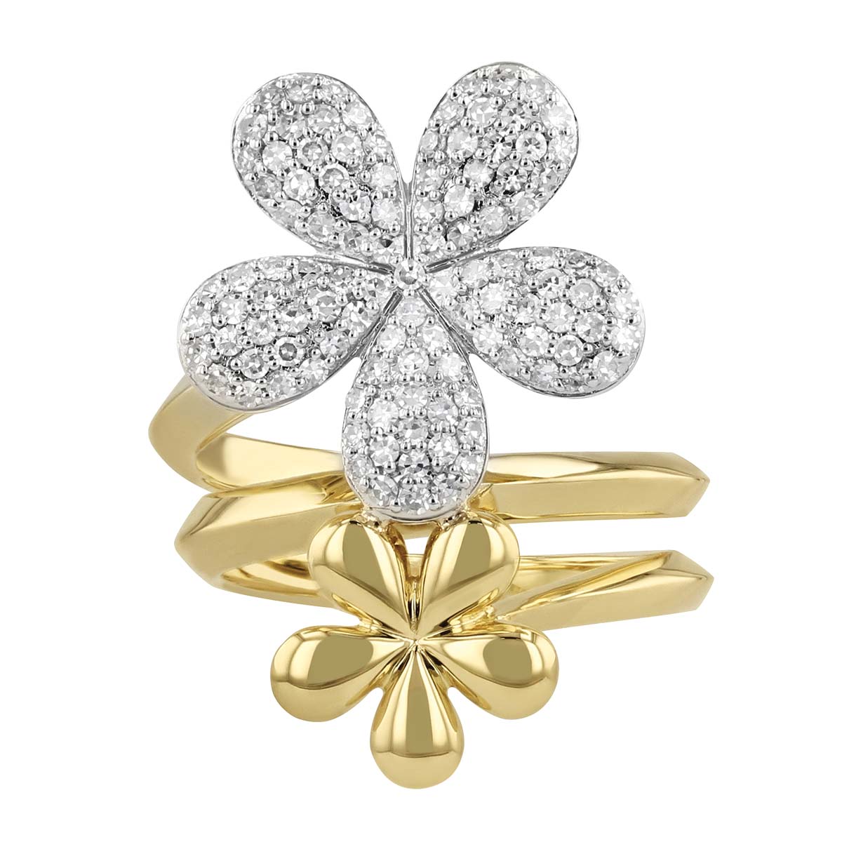 Phillips House Diamond Pave Forget-Me-Not Double Flower Ring in Yellow ...