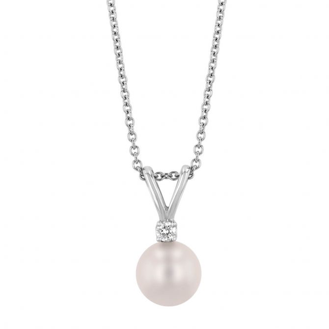 TARA Pearls Akoya Cultured Pearl & Diamond Pendant in White Gold, 18"