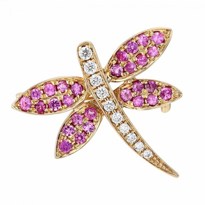 Frederic Sage Pink Sapphire & Diamond Dragonfly Pin