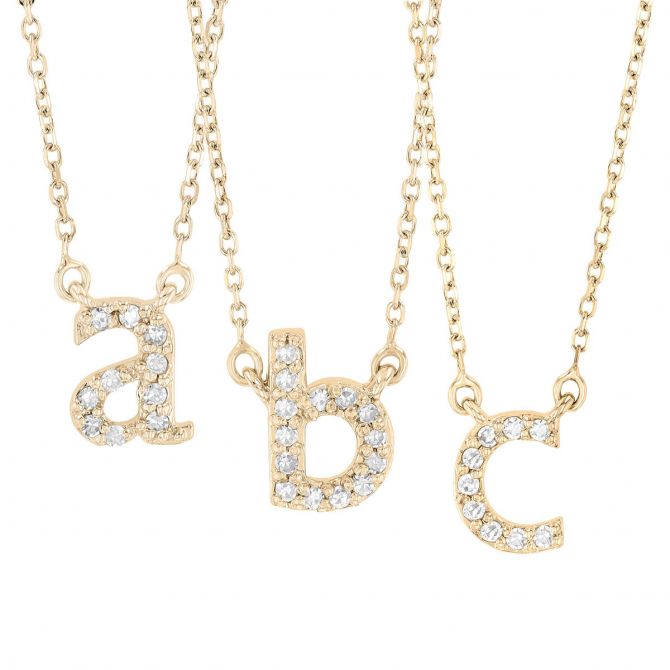 Yellow Gold Diamond Initial Pendants