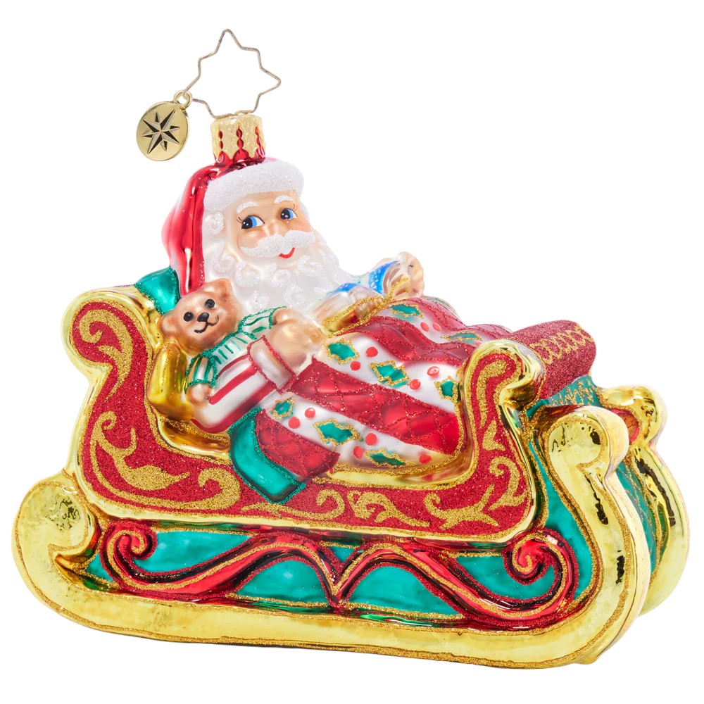 Christopher Radko Santa Sleigh-time Snooze Ornament 