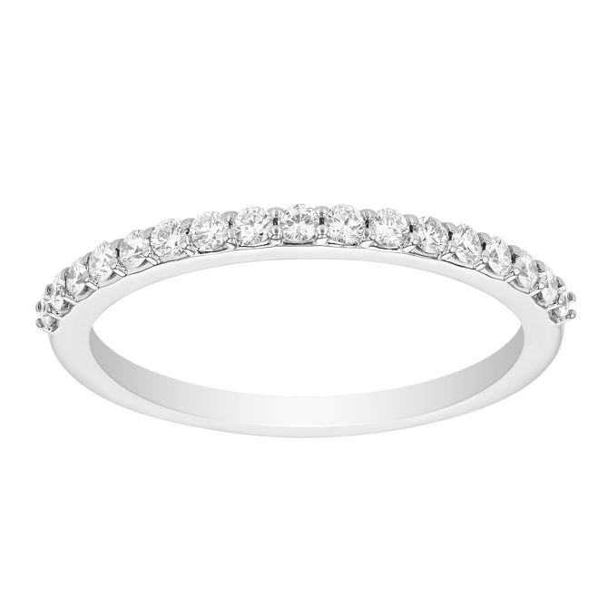 Round Diamond Shared Prong Wedding Band in White Gold, 0.34 cttw