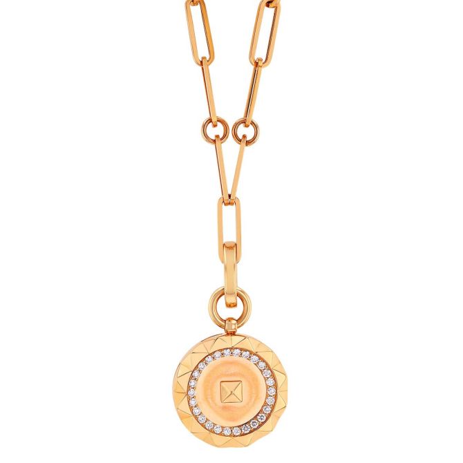 Roberto Coin Obelisco Rose Gold Medallion Pendant with Diamonds