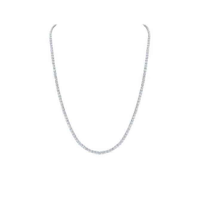 Rahaminov Round Diamond Tennis Necklace in White Gold, 14.10 cttw, 18"