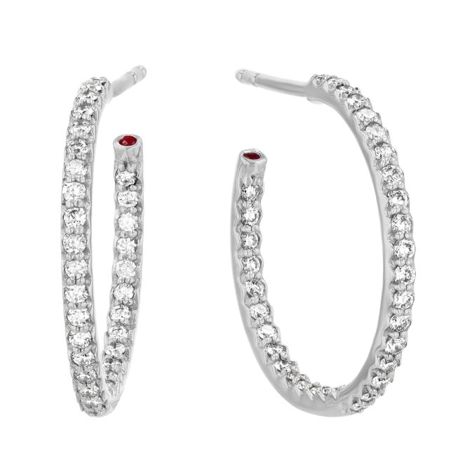 Roberto Coin Petite Inside Outside Diamond Hoop Earrings, 0.52 cttw