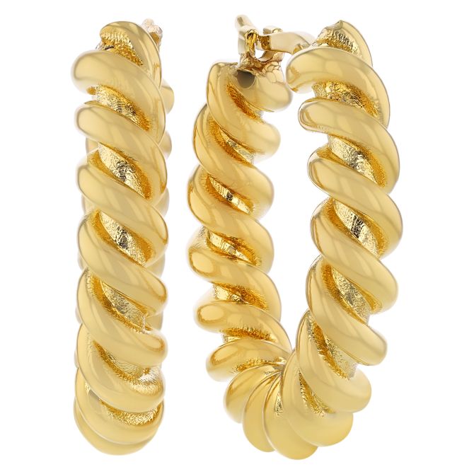 Yellow Gold Twisted Huggie Hoop Earrings