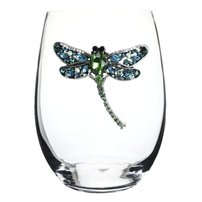 The Queens' Jewels Dragonfly Stemless Wine Glass