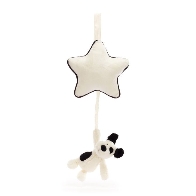 Jellycat Bashful Black and Cream Puppy Musical Pull