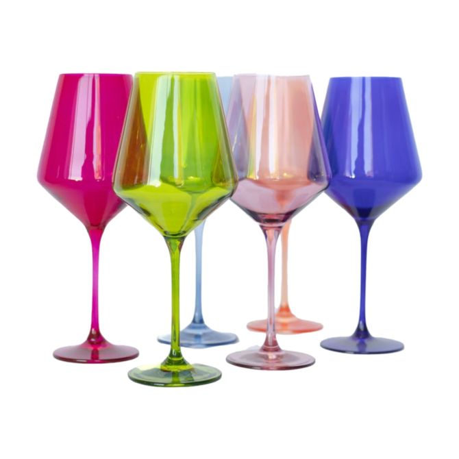 Estelle Multicolored Stemmed Wine Glasses, Set of 6