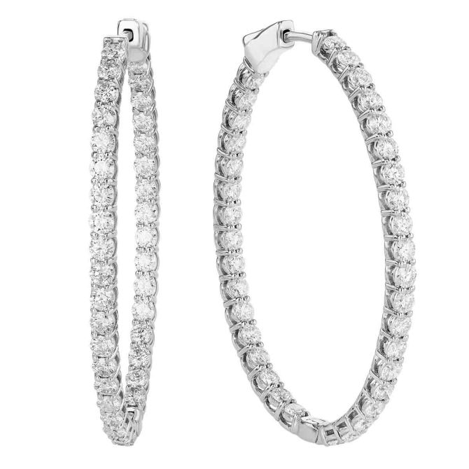 Diamond Inside Out Hoop Earrings in White Gold, 3.78 cttw