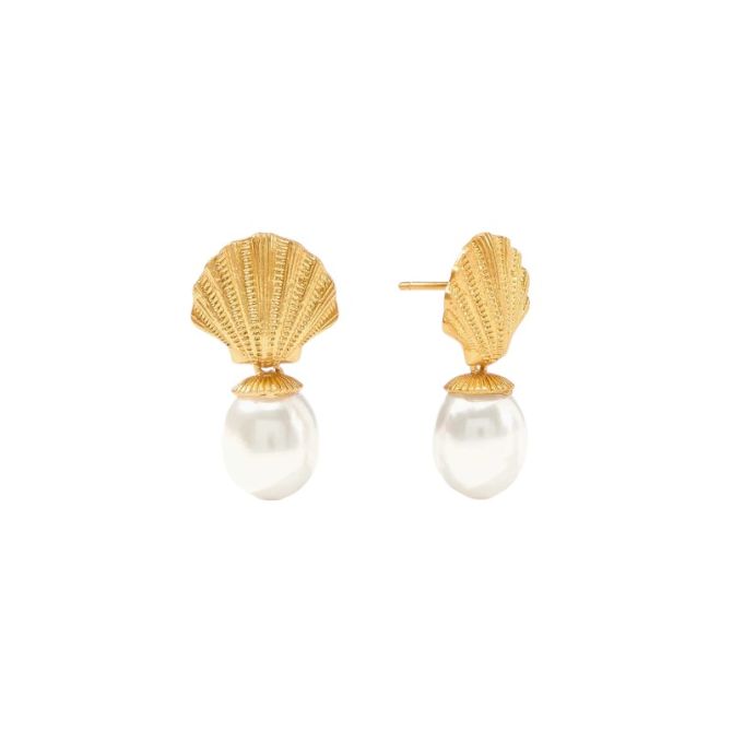 Julie Vos Sanibel Shell Pearl Drop Earrings, Pearl