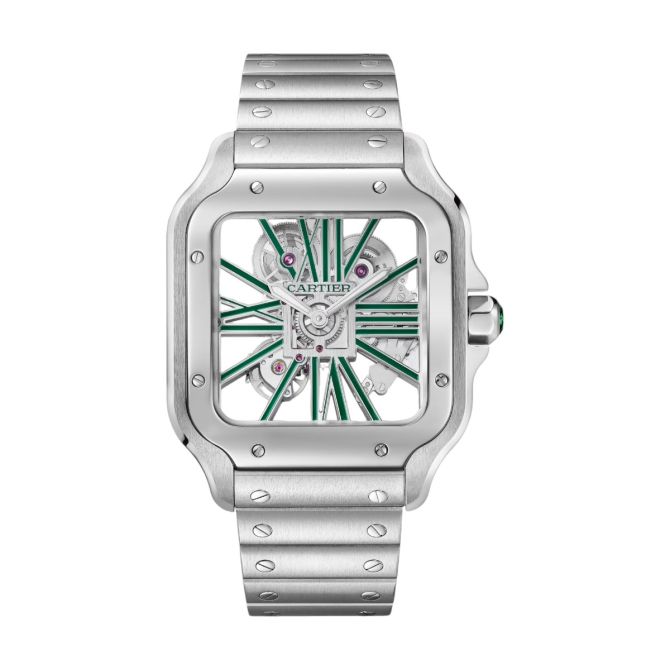 Cartier Santos Skeleton 28mm Watch, Skeleton Dial