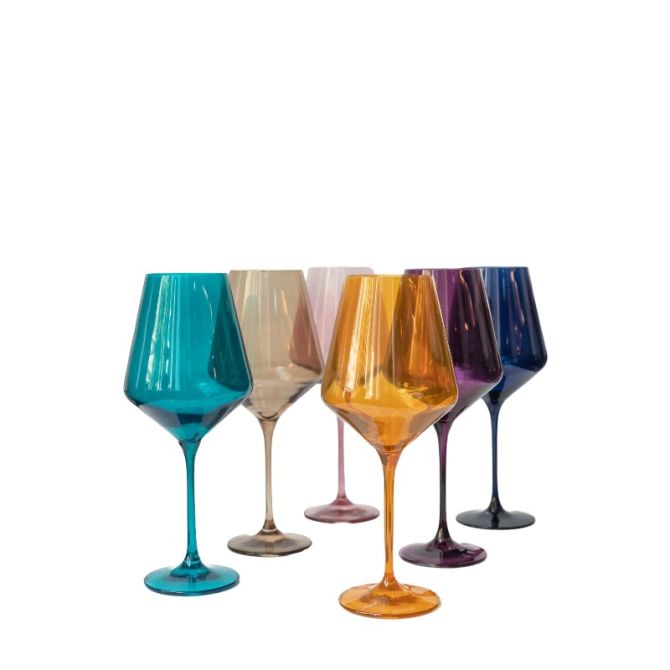 Estelle Fall Colored Stemmed Wine Glass, Set of 6