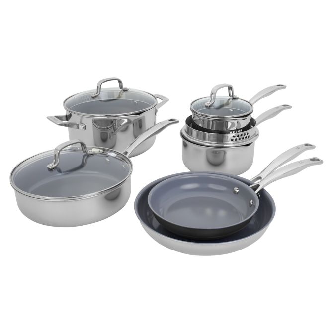 Henckels Clad H3 10pc Stainless Steel Ceramic Nonstick Cookware Set